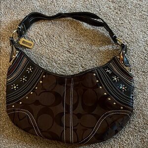 Coach Dark Brown and Black Shoulder Bag